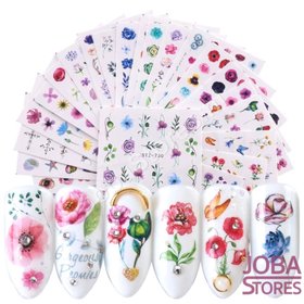 Nagel Sticker Set Bloemen (24 vellen)