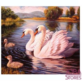 Diamond Painting Zwanen met jongen 45x50cm