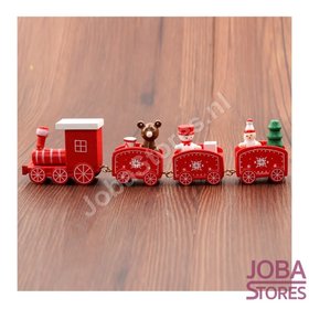 Houten Kerst Treintje 4 delig Rood (1 stuk)