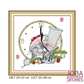 Borduur Pakket Kerst Konijn 14CT voorbedrukt (25x22cm)