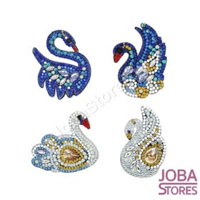 Diamond Painting Sleutelhanger Set Zwanen (4 stuks)