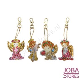 Diamond Painting Sleutelhanger Set Engeltjes (4 stuks)