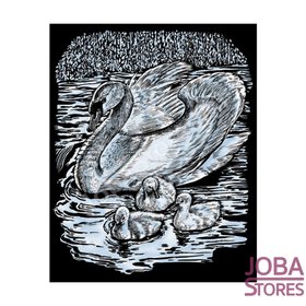 Kras Tekening Senior "Sequin Art" Zwanen Zilver