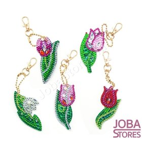 Diamond Painting Tulips Keychain Set (5 pieces)