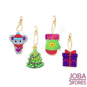 Diamond Painting Keychain Set Christmas 08 (4 pieces)