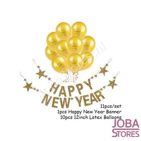 Happy New Year garland and balloons set