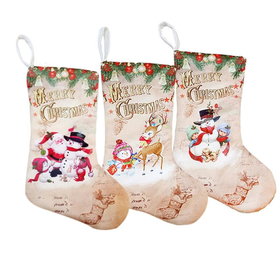 Kerstsokken Set Beige A-B-C (30x20cm)
