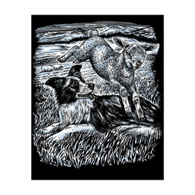 Kras Tekening Senior "Sequin Art" Hond & Lam Zilver