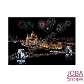 Scratch Drawing Large "Colorful City" Budapest (41x29cm)