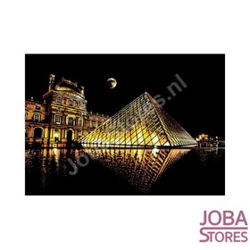 Scratch Drawing Large "Colorful City" Louvre (41x29cm)