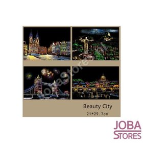 Scratch Drawings Set Beauty City 21x29cm (4 pieces)
