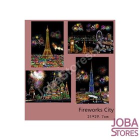 Scratch Drawings Set Fireworks City 21x29cm (4 pieces)