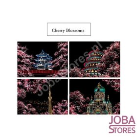 Scratch Drawings Set Cherry Blossom 29x21cm (4 pieces)