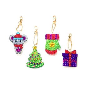 Diamond Painting Keychain Set Christmas 08 (4 pieces)
