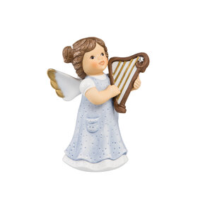 Goebel - Nina & Marco | Decorative statue / figure Angel with Harp | Porcelain - 10cm - with Swarovski