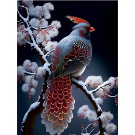 Diamond Painting Winter Bird 04 (size and shape of stones of your choice)