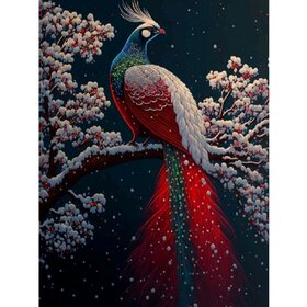 Diamond Painting Winter Bird 07 (size and shape of stones of your choice)