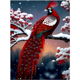 Diamond Painting Winter Bird 08 (size and shape of stones of your choice)