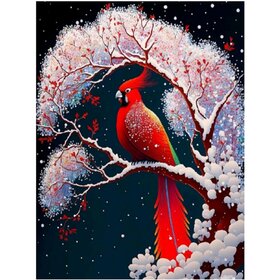 Diamond Painting Winter Bird 09 (size and shape of stones of your choice)