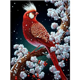Diamond Painting Winter Bird 10 (size and shape of stones of your choice)