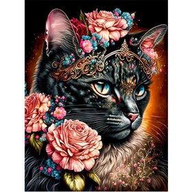 Diamond Painting Cats with flowers 02 (size and shape of stones of your choice)