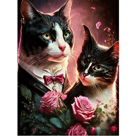 Diamond Painting Cats with flowers 07 (size and shape of stones of your choice)