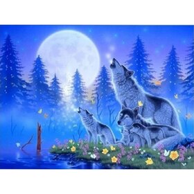 Diamond Painting Wolves family blue (size and shape of stones of your choice)