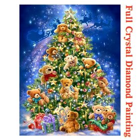 Crystal Diamond Painting Christmas tree with bears (size of your choice)