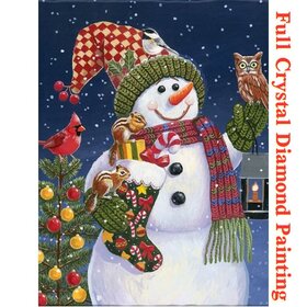 Crystal Diamond Painting Snowman with owl and squirrels *Christmas* (size of your choice)