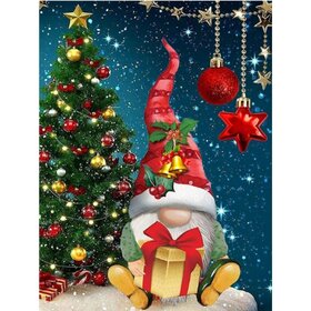 Diamond Painting Christmas Gnome with gift (size and shape of stones of your choice)