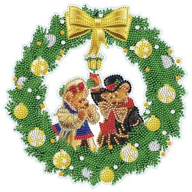 Diamond Painting Christmas sticker large Christmas wreath 01 (22cm)