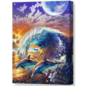 Diamond Painting Dolphins beneath a wave