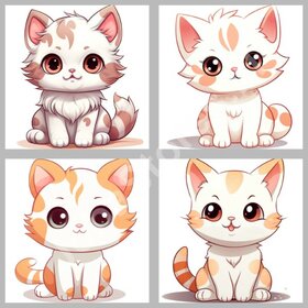 Diamond Painting Patterns Set Cute Kittens 01 15x15cm (4 pieces)