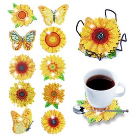 Diamond Painting Coasters 05 Sunflowers and Butterflies (Set of 8)