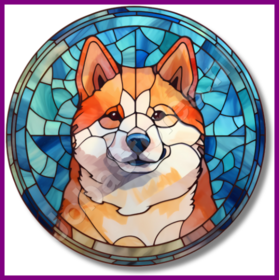 Diamond Painting Stained Glass Dog - Akita 01