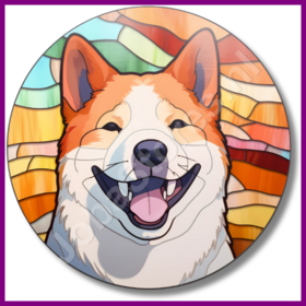 Diamond Painting Stained Glass Dog - Akita 04