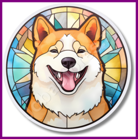 Diamond Painting Stained Glass Dog - Akita 05
