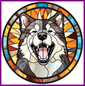 Diamond Painting Stained Glass Dog - Alaska Malamute 01