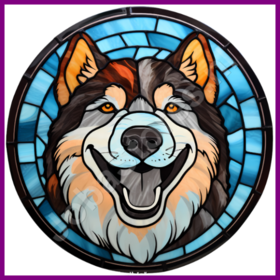 Diamond Painting Stained Glass Dog - Alaska Malamute 02