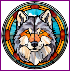 Diamond Painting Stained Glass Dog - Alaska Malamute 03