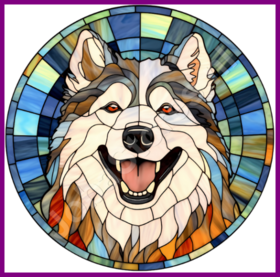 Diamond Painting Stained Glass Dog - Alaska Malamute 04
