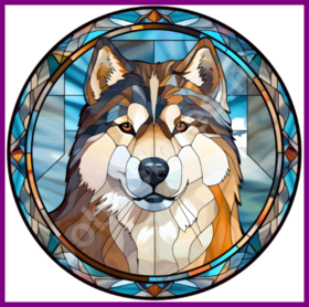 Diamond Painting Stained Glass Dog - Alaska Malamute 05