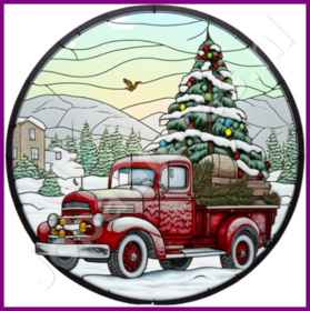 Diamond Painting Stained Glass Christmas Car 01