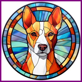 Diamond Painting Stained Glass Dog - Basenji 01