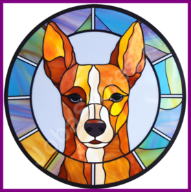 Diamond Painting Stained Glass Dog - Basenji 02