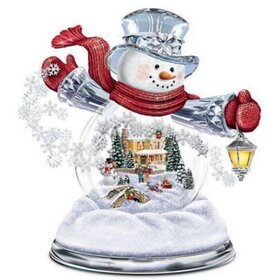 Diamond Painting Christmas - Snowglobe Snowman with Lantern