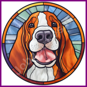 Diamond Painting Stained Glass Dog - Basset Hound 01