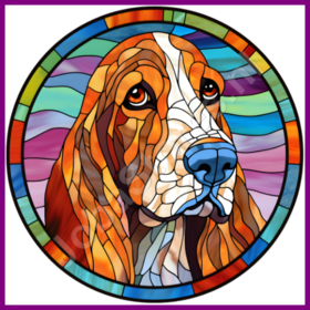 Diamond Painting Stained Glass Dog - Basset Hound 02