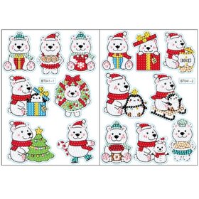 Diamond Painting Sticker Set Christmas Bears (15 pieces)