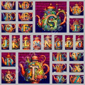 Diamond Painting Alphabet Teapot